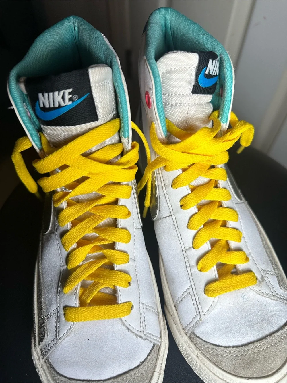 Nike tropical blazers High-Top Sneakers in White, Yellow and Teal